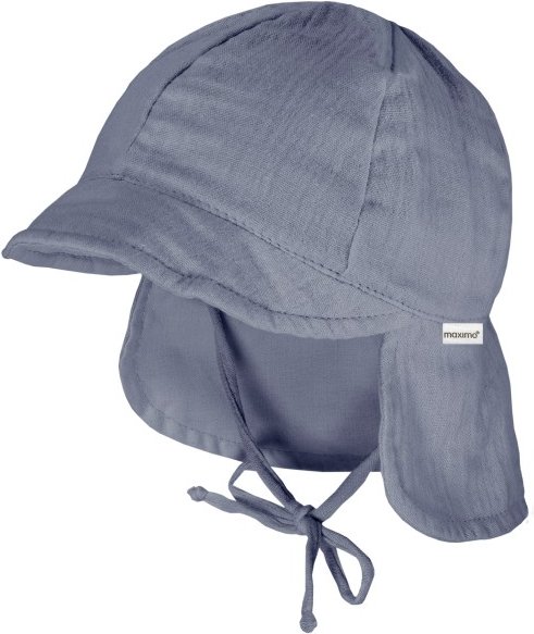 maximo - Baby's Schildmütze Band Musselinstoff Nackenschutz - Cap Gr 43 cm grau