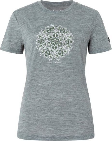 super.natural - Women's Ornament Tee - Merinoshirt Gr M grau