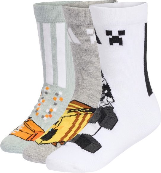 adidas - Kid's LK Minecraft 3-Pack - Multifunktionssocken Gr 22-24 weiß/grau