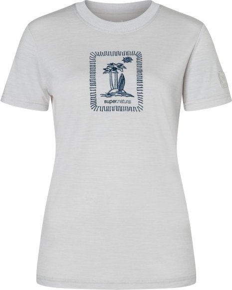 super.natural - Women's Palm Island Bio Jersey Tee - Merinoshirt Gr M weiß/blau