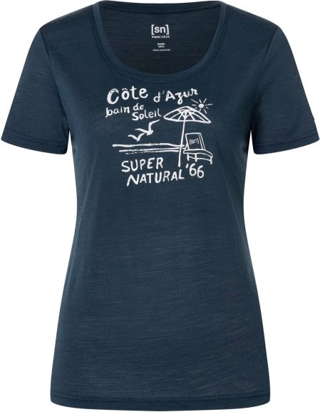 super.natural - Women's Cote D'Azur Tee - Merinoshirt Gr XS blau/weiß
