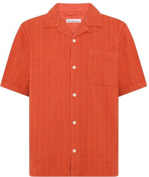 KnowledgeCotton Apparel - Organic Cotton Structure Shirt - Hemd Gr L rot
