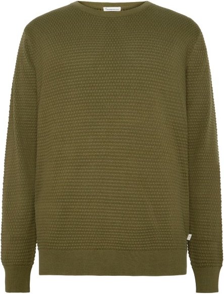 Thumbnail - KnowledgeCotton Apparel - Vagn Regular Bubble Knit Crew Neck - Wollpullover Gr XXL oliv