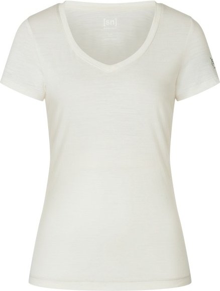 super.natural - Women's Sierra 140 V Neck - Merinoshirt Gr M weiß