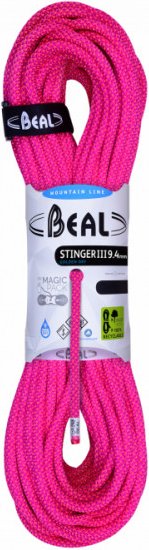 Beal - Stinger III Golden Dry 9.4 mm - Einfachseil Gr 60 m rosa