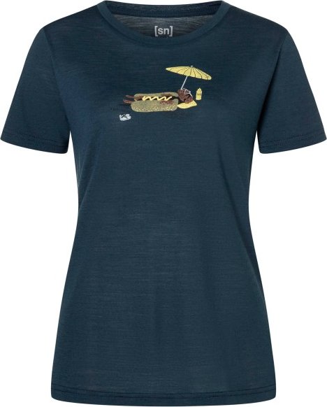 super.natural - Women's Hot Dog Tee - Merinoshirt Gr XL blau/ various
