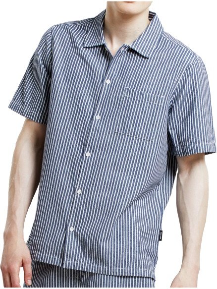 DEDICATED - Shirt Brantevik Work Stripe - Hemd Gr L grau