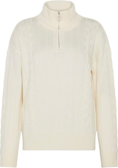 KnowledgeCotton Apparel - Women's M. 1/2 Zip High Neck Cable - Wollpullover Gr S beige