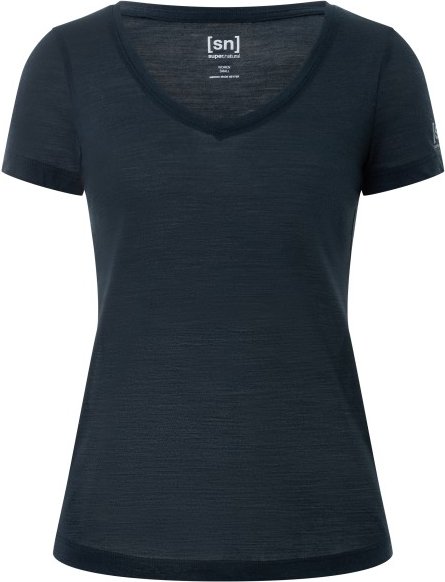 super.natural - Women's Sierra 140 V Neck - Merinoshirt Gr XL blau