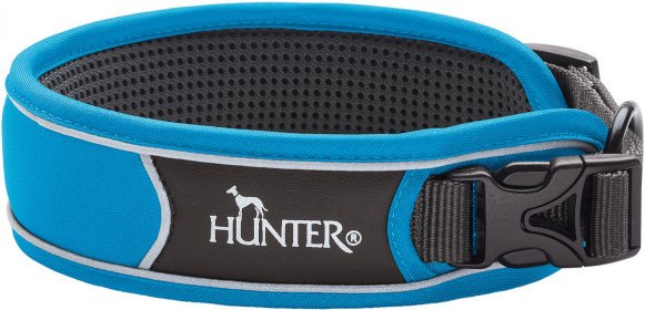 Hunter - Collar Divo - Hundehalsband Gr Halsumfang 25-35 cm - Breite 4,0 cm lightblue /grau