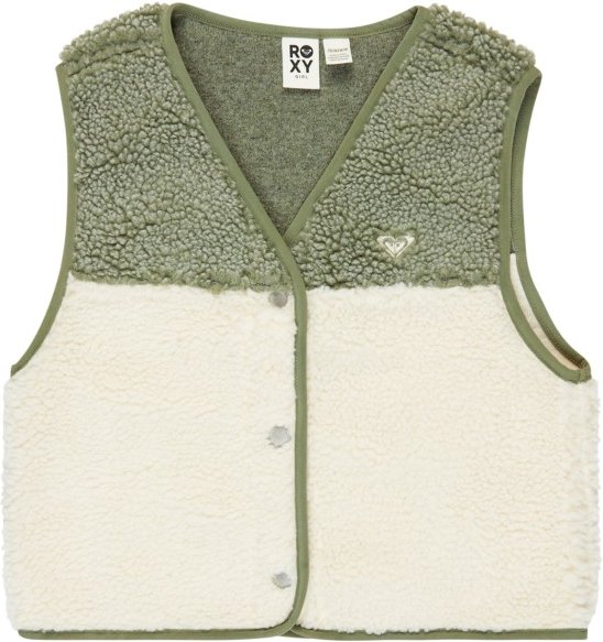 Roxy - Kid's Iconic Color Block - Fleeceweste Gr 6 Years - XS weiß/oliv