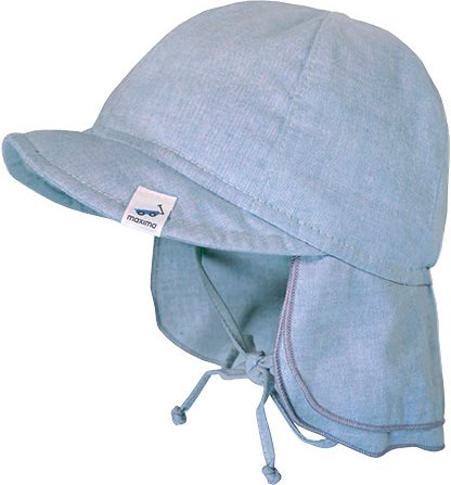 maximo - Baby's Schildmütze Futter Nackenschutz Bindeband - Hut Gr 45 cm grau