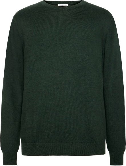 Thumbnail - KnowledgeCotton Apparel - Regular Merino Knit Crew Neck - Wollpullover Gr M grün