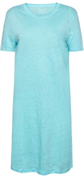 KnowledgeCotton Apparel - Women's Linen S/S T-Shirt Dress - Kleid Gr S blau/türkis