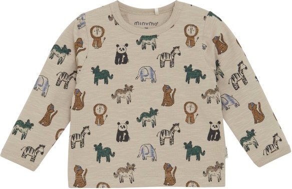 Thumbnail - Minymo - Kid's T-Shirt L/S AOP - Longsleeve Gr 62 beige