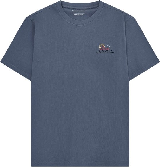 KnowledgeCotton Apparel - Regenerative Organic Cotton Chest Print T-Shirt - T-Shirt Gr XL vintage indigo