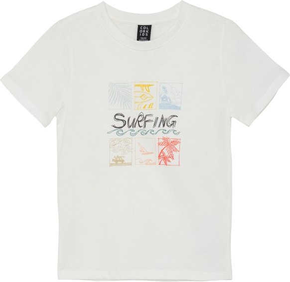 Color Kids - Kid's T-Shirt with Print S/S 742675 - T-Shirt Gr 122 weiß