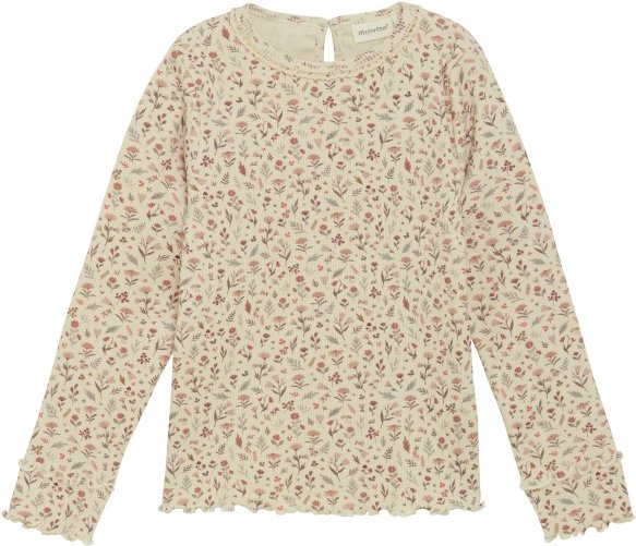 Minymo - Kid's T-Shirt L/S AOP Rib - Longsleeve Gr 152 beige