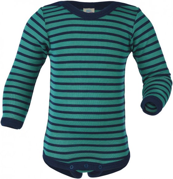 Engel - Baby Body L/S mit Druckknöpfen geringelt Gr 98/104 blau/türkis