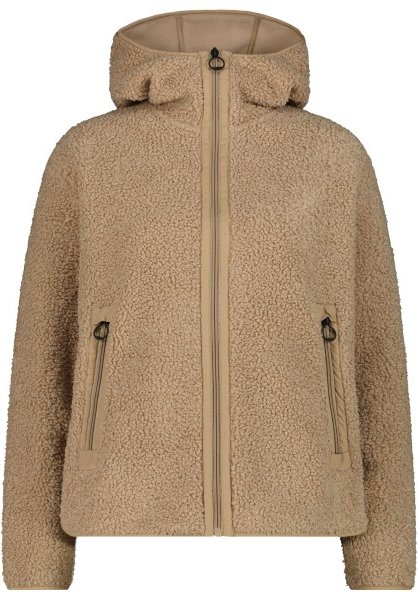 CMP - Women's Jacket Fix Hood Bonded Teddy - Fleecejacke Gr 50 beige