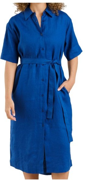 DEDICATED - Women's Shirt Dress Ripa Linen - Kleid Gr L blau