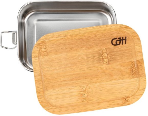 CJH - Edelstahl Lunch Box Bambus-Deckel - Essensaufbewahrung Gr XL beige