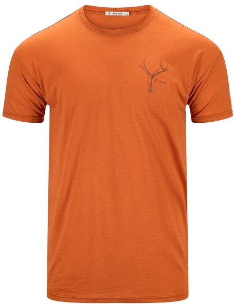 Aclima - Lightwool Tee Print Horn - Merinoshirt Gr XL orange