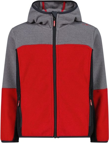 Thumbnail - CMP - Kid's Jacket Fix Hood Jacquard Knitted - Fleecejacke Gr 176 rot