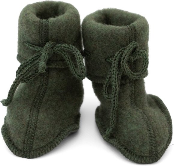 Thumbnail - Engel - Baby-Schühchen mit Bändel - Hüttenschuhe Gr 62/68 oliv