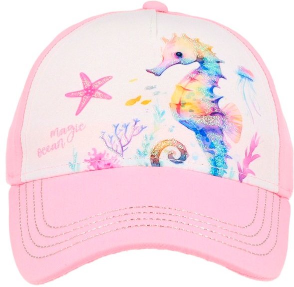 maximo - Girl's Cap Frottee Seepferd Klettverschluss - Cap Gr 53-55 cm rosa