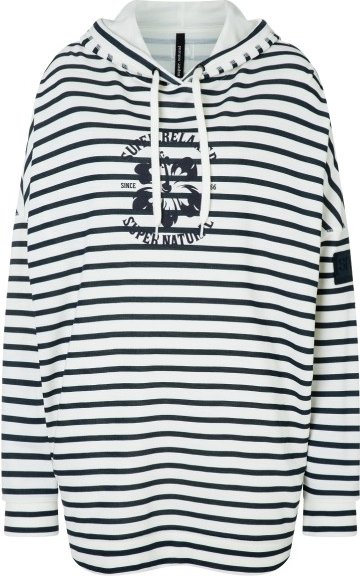 super.natural - Women's Feel Good Stripe Hibiskus Bio Hoodie - Hoodie Gr M grau/weiß