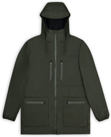 Thumbnail - Rains - Cargo Long Jacket W3 - Regenjacke Gr L oliv