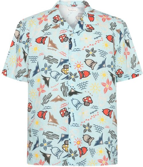 Thumbnail - KnowledgeCotton Apparel - Box S/S AOP Linen Shirt - Hemd Gr XL grau