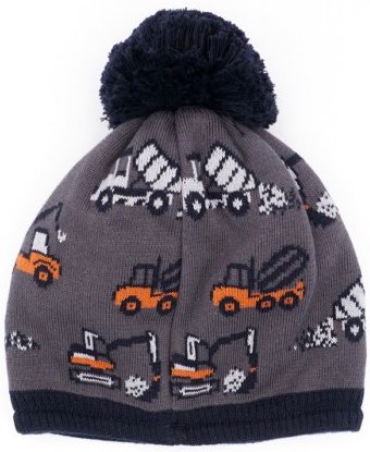 Thumbnail - maximo - Boy-Mütze Baufahrzeuge mit Pompon und Futter - Mütze Gr 49 cm blau