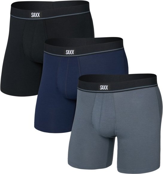 Saxx - Essential Cotton Boxer Brief Fly 3-Pack - Alltagsunterwäsche Gr XXL blau/schwarz