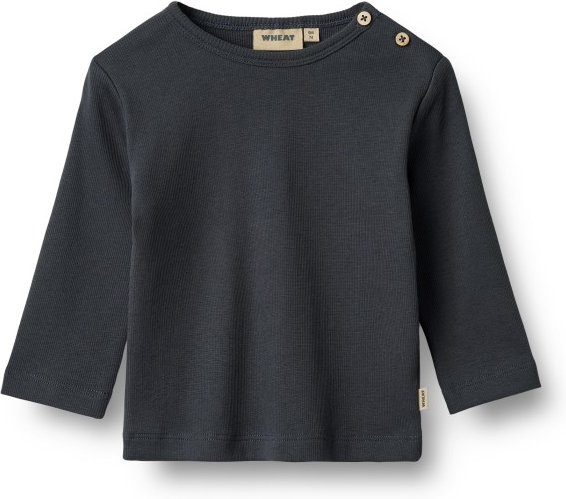 WHEAT - Kid's Rib T-Shirt L/S Milo - Longsleeve Gr 50 grau/schwarz