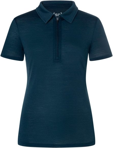 super.natural - Women's Zip Polo - Merinoshirt Gr S blau