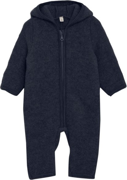 Huttelihut - Kid's Pram Suit Bear Ears Wool Fleece - Overall Gr 68 blau