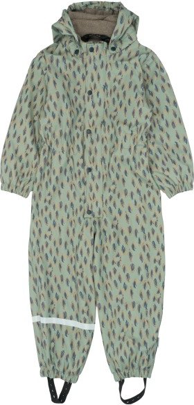 Thumbnail - Mikk-Line - Kid's PU AOP Rain Suit with Fleece - Overall Gr 116 oliv/grau