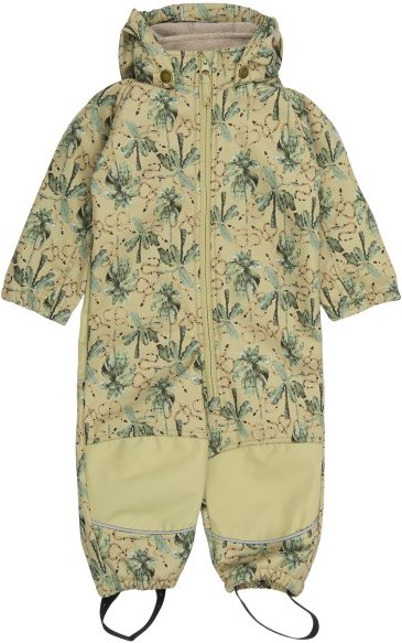 Thumbnail - Mikk-Line - Kid's Softshell Suit Recycled Uni AOP - Overall Gr 104 oliv/beige