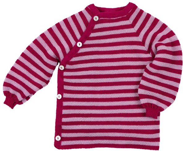 Thumbnail - Reiff - Kid's Ringelschlüttli - Merinopullover Gr 74/80 rosa