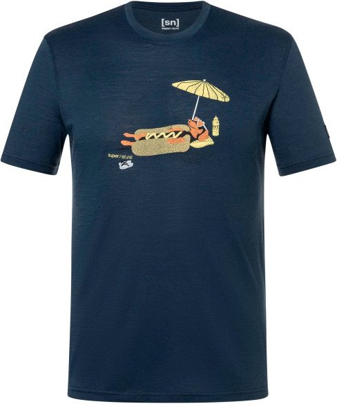 super.natural - Hot Dog Tee - Merinoshirt Gr S blau