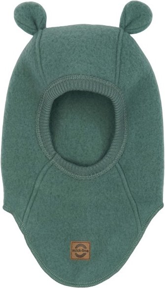 Thumbnail - Mikk-Line - Kid's Wool Fullface with Ears - Mütze Gr 50/56 oliv