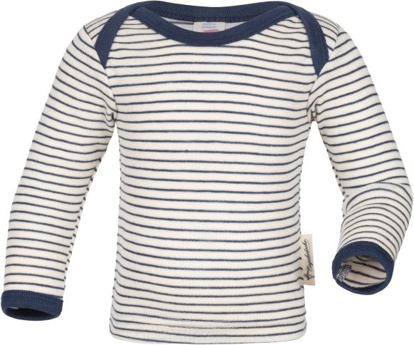 Engel - Baby-Schlupfhemd Langarm - Merinounterwäsche Gr 98/104 grau/weiß