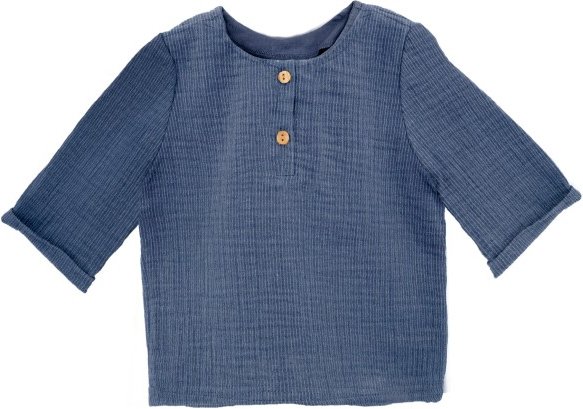 maximo - Baby Boy's Hemd 3/4 Arm Musselin Gr 74/80 blau