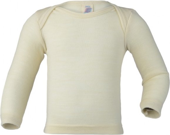 Thumbnail - Engel - Baby-Schlupfhemd Langarm Feinripp - Merinounterwäsche Gr 62/68 beige