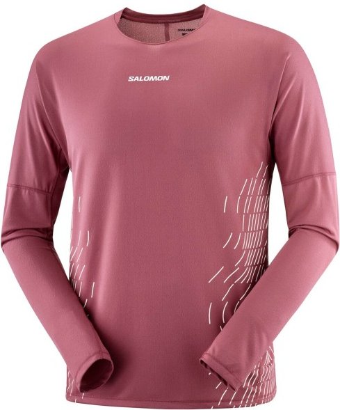 Thumbnail - Salomon - Sense Aero L/S Tee GFX - Laufshirt Gr L rot/rosa