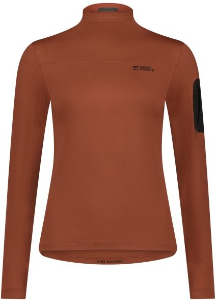 Thumbnail - Mons Royale - Women's Diversion Merino Mock Neck L/S - Radtrikot Gr XL braun