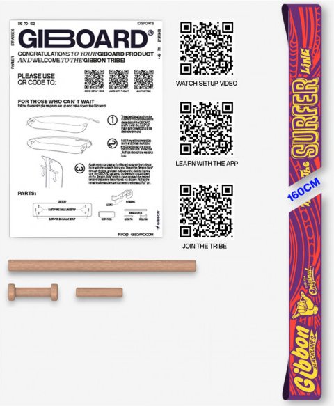 Gibbon Slacklines - Giboard Line - Slackline Gr 160 x 5 cm surfer