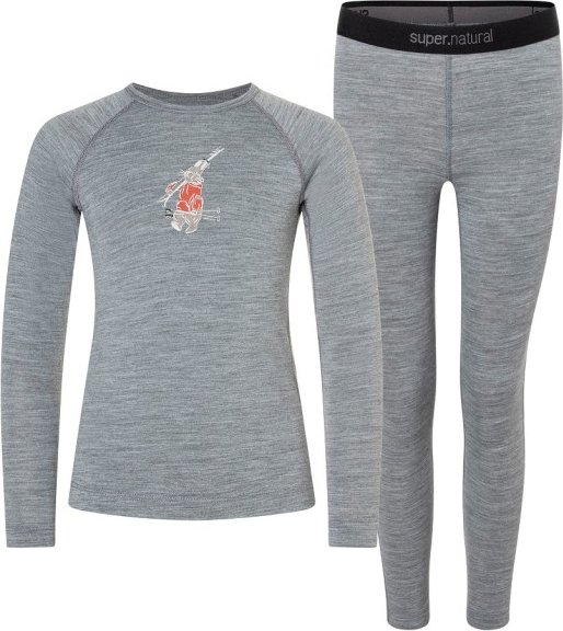 Thumbnail - super.natural - Kid's Tundra175 Ski Bunny Set - Merinounterwäsche Gr 116 grau
